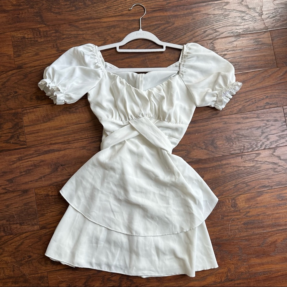 white mini dress